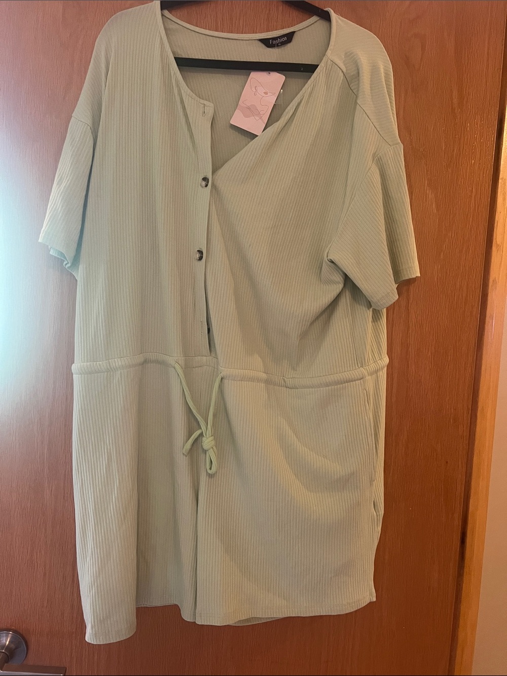 Button-Front Ribbed Short Sleeve romper